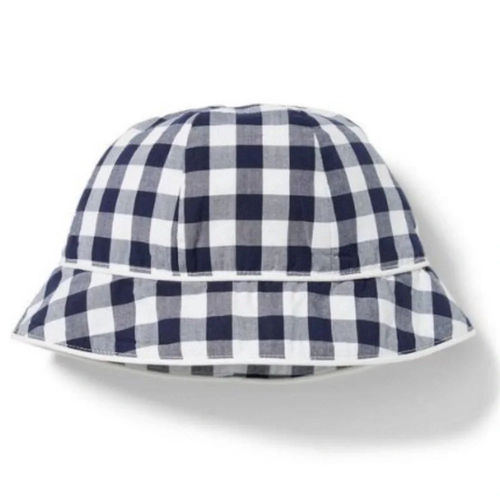 Janie & Jack Baby Girl Boy Bucket Hat White Plaid Check